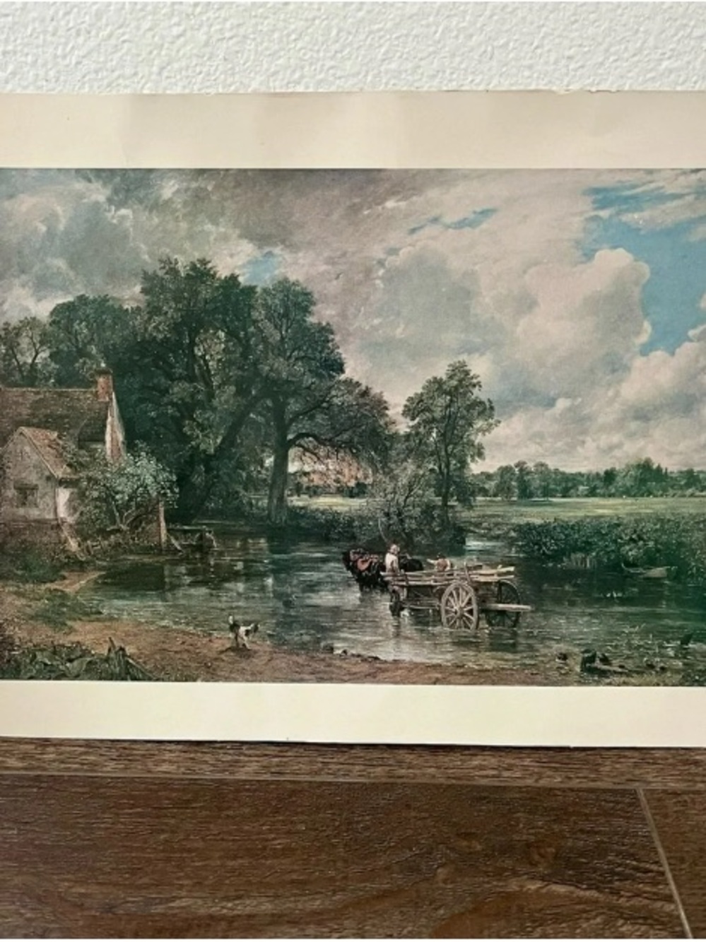 Riverside Countryside Art Print in Green and Blue